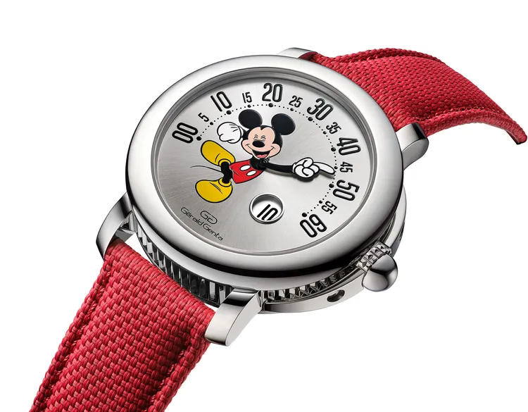 Gerald Genta Arena逆跳微笑米老鼠腕錶在2021年推出時獲得回響。品牌提供