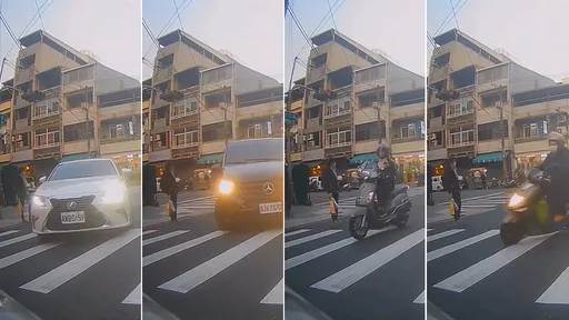 綠燈也走不了的高雄斑馬線　她被4車連續攔阻結果等到變紅燈