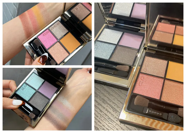 晶采盈緻眼彩盤#118（左上）、#119（左下），其中#118是在英國最熱賣的系列單品，各2600元。張家玲攝
