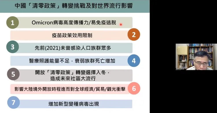 陳秀熙認為中國選在入冬傳染病高度傳播前解封不太適宜。翻攝防疫科學直播