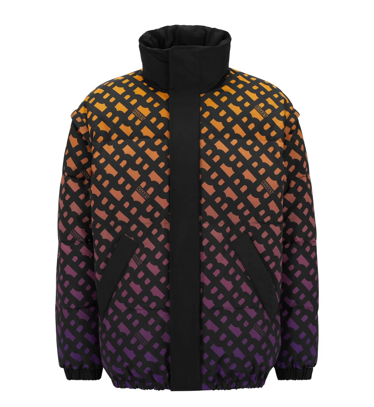 BOSS x Khaby聯名系列漸層B-monogram印花雙面羽絨外套,袖子為可拆卸設計,2萬6400元。品牌提供