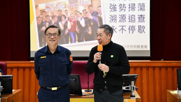 璟都有愛慈善基金會總經理致詞感謝新北警努力破案。新北市警局提供