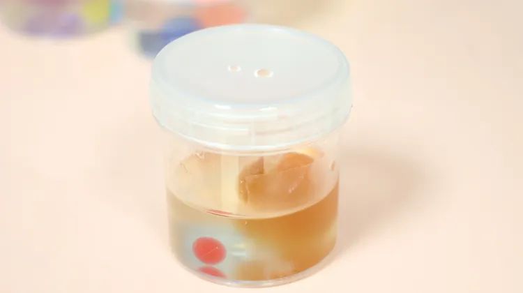 五顏六色的水晶寶寶泡水後即膨脹，幼兒若誤食進腸道，可能造成腸堵塞。侯昌騰攝