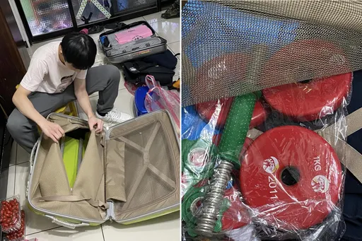 畢業旅行竟帶啞鈴?兒子打包讓老爸驚呆了 網笑:晚上表演給女同學看