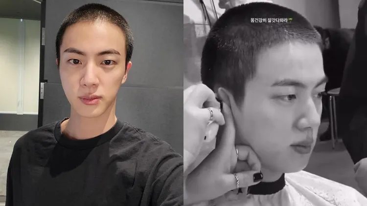 BTS的髮型師公開JIN剃平頭影片。翻攝Weverse、IG