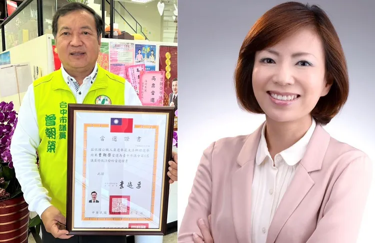 台中市民進黨市議員曾朝榮（左）、陳淑華，將搭擋競選正副議長。翻攝臉書