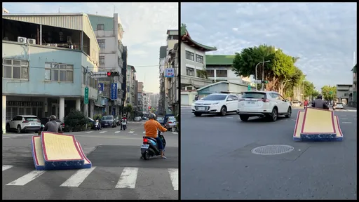 直擊|台中伯機車拖2床墊「神龍擺尾」趴趴跑 變身大路障只為賺百元