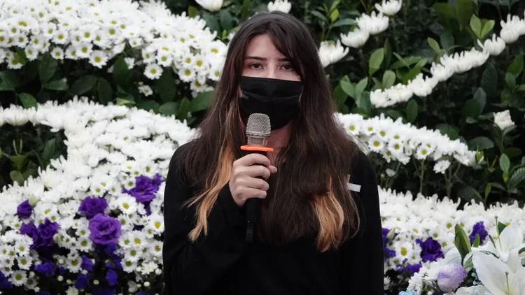 烏克蘭籍網紅佳娜現場致意，並稱讚曾聖光是天使。王文傑攝