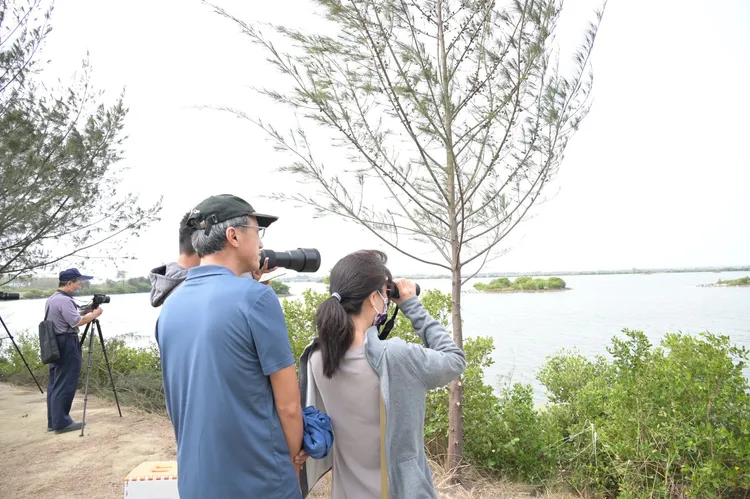 民眾觀察鳥況情形。雲嘉南管理處提供