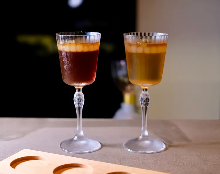 新產品還包含以國立成功大學團隊所研發具有減壓效力的「忘憂珍珠MenTAUR」，搭佐晶凍、咖啡凍等置入高腳杯中，是有趣的甜品。葉盛耀攝