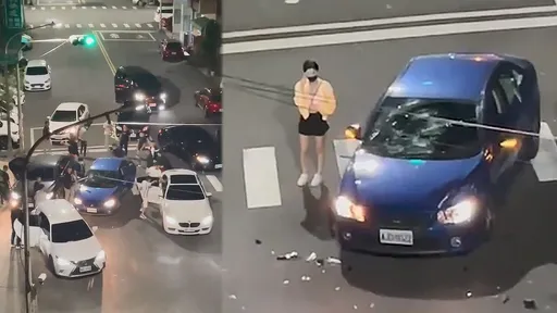 聽聲音就嚇死!長腿妹卻淡定反制 高雄球棒隊攔車狂K影片曝光