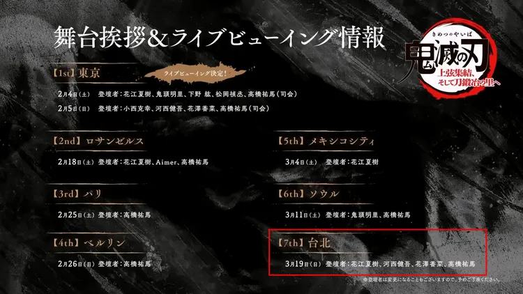 聲優花江夏樹、河西健吾、花澤香菜和製作人高橋祐馬預計現身台北場。翻攝aniplex YouTube