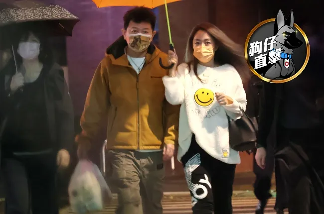 庹宗康（左）陪擁有32F奶的小15歲關島辣妻Kiki「談判」喬事情。特勤中心攝