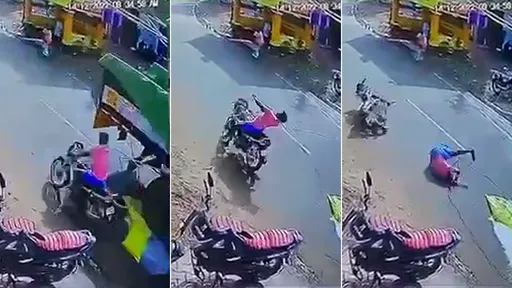 影片｜錯身貨車竟被「鎖喉拽下車」　騎士慘摔重傷昏迷
