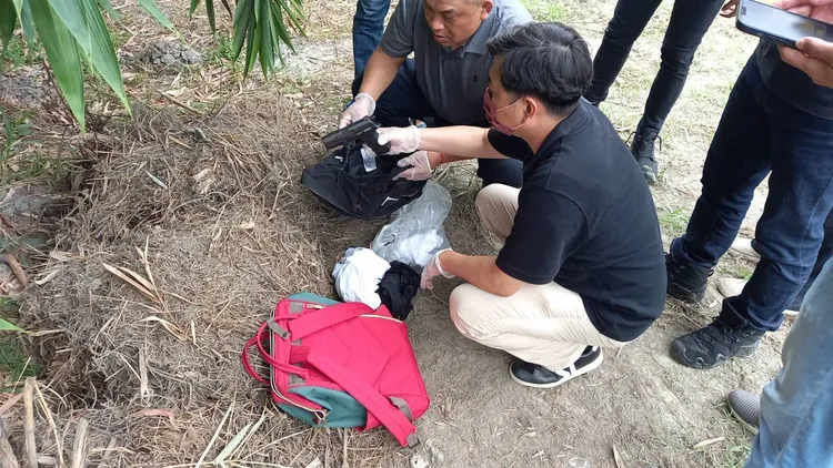 警方在花蓮起獲作案槍枝。翻攝畫面
