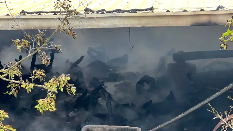 戶外泡茶區全面燃燒成灰燼。古和純攝