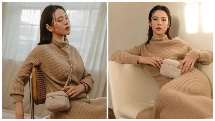 劉品言在IG分享Extra Poket Cashfur迷你包，稱讚是「可愛又舒適的小包」。翻攝esther88 IG