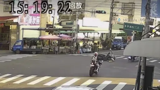 砰！闖紅燈三寶撞乖乖牌　直行騎士翻滾一圈雙雙挫傷