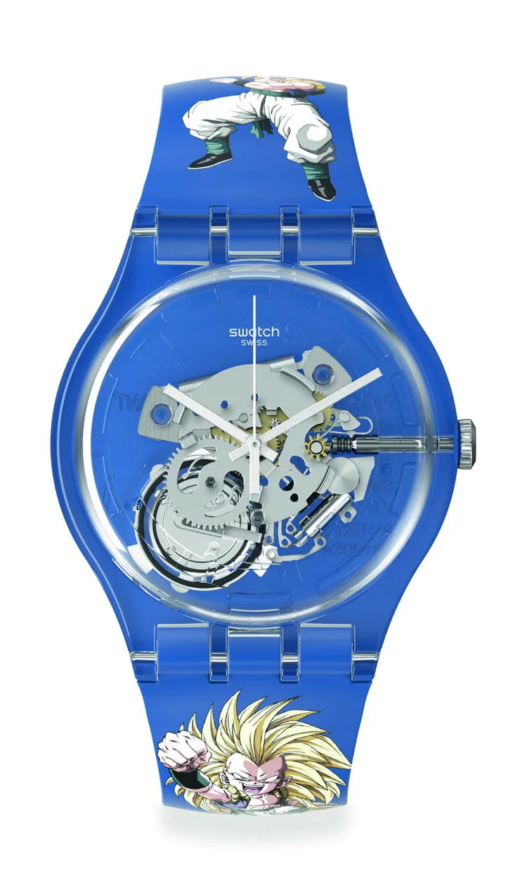 Swatch X You七龍珠Z訂製錶悟天克斯款，3950元。品牌提供