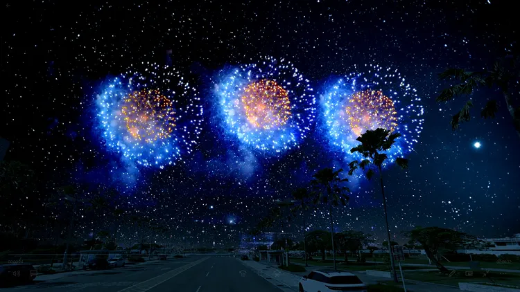 跨年花火將在平安夜(12/24晚)試打，最大達8吋。市府提供