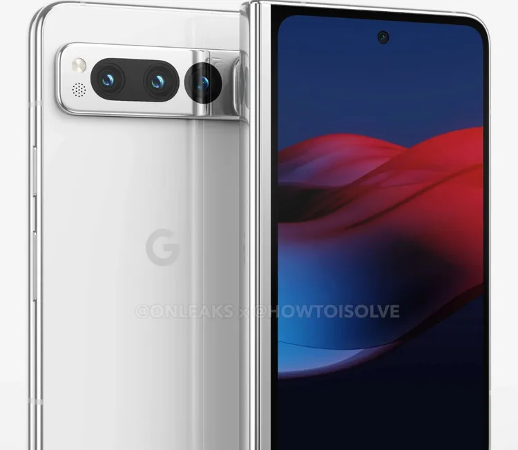 Google的摺疊螢幕手機Pixel Fold。照片來源 Onleaks及外媒 Howtoisolve