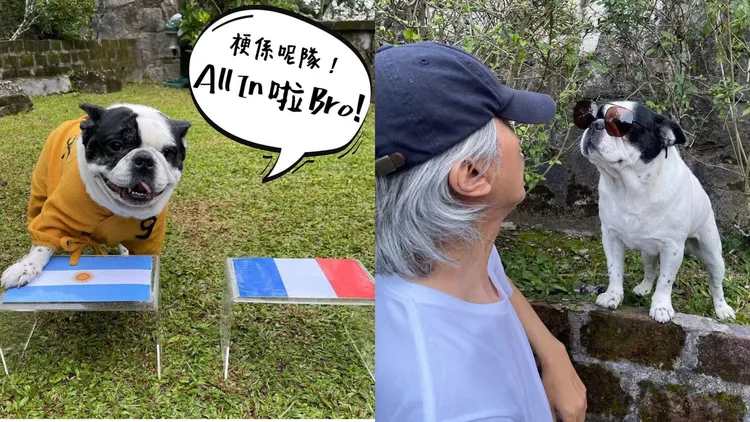 周星馳幽默地讓愛犬預測冠軍。翻攝周星馳IG