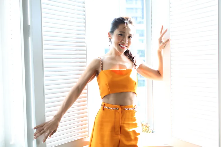 梁文音健身有成，現在樂於展現好身材。鄭孟晃攝