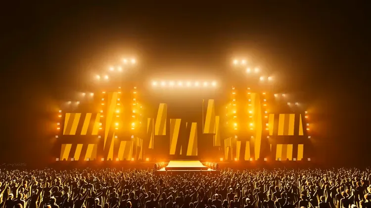 3D模擬進行式舞台-舞台中間直立柱狀LED可升降。市府提供