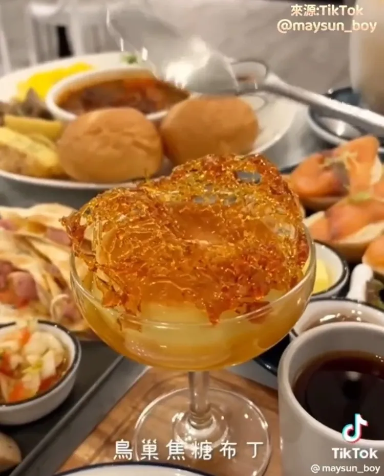 喜愛吃布丁的，可以試試鳥巢焦糖布丁。TikTok@maysun_boy 提供