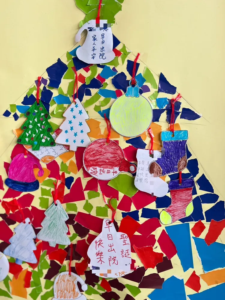 病患也寫下聖誕願望盼能盡早康復出院。八里療養院提供