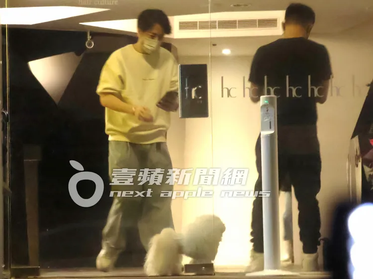 蔡依林愛犬在髮廊內逛大街，助理忙著照顧毛小孩。特勤中心攝