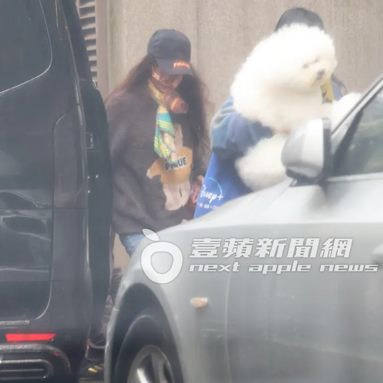 蔡依林（左）緊跟在助理和愛犬身後，往髮廊方向前進。特勤中心攝