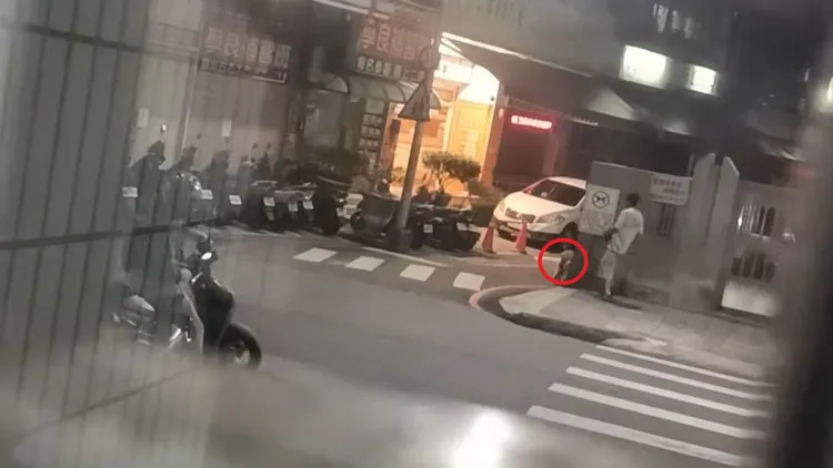 黃金獵犬(紅圈處)嚇得趕緊逃離。翻攝自臉書社團我是五股人