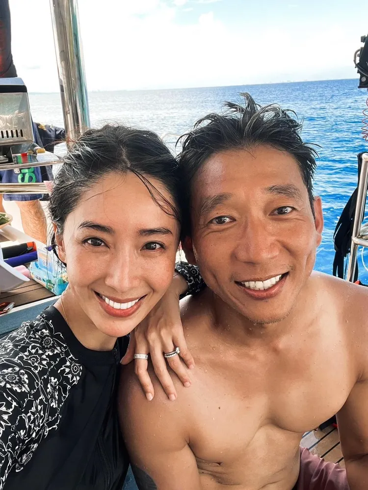 隋棠（左）和Tony感情融洽。翻攝隋棠臉書