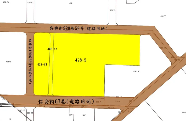 該案位於信義區嘉興街巷弄間。翻攝國產署資料