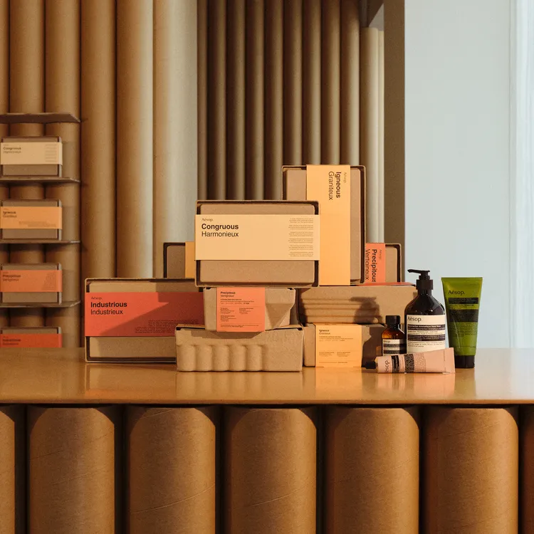 Aesop年度禮盒#街景合奏，包含賦活芳香手部清潔露、賦活芳香護手霜、天竺葵身體去角質露、天竺葵身體潔膚露，3300元。品牌提供