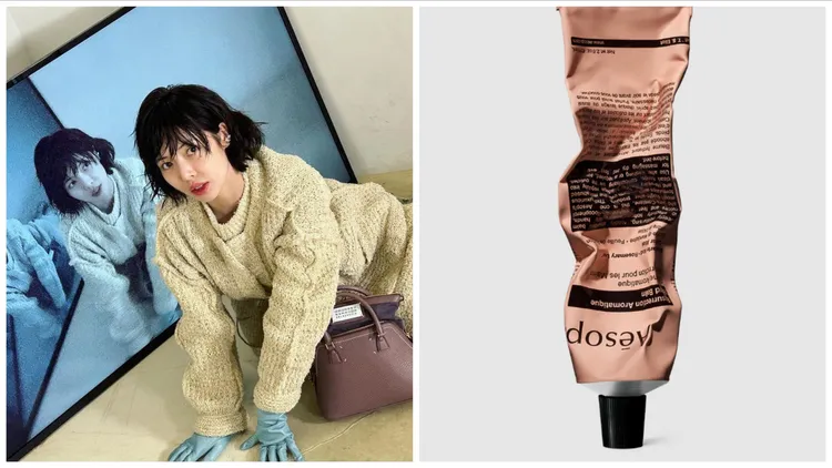 泫雅喜愛的Aesop賦活芳香護手霜，出現在Aesop歲末推出的詩意之所年度禮盒中。左圖翻攝hyunah_aa IG、右圖翻攝品牌官網