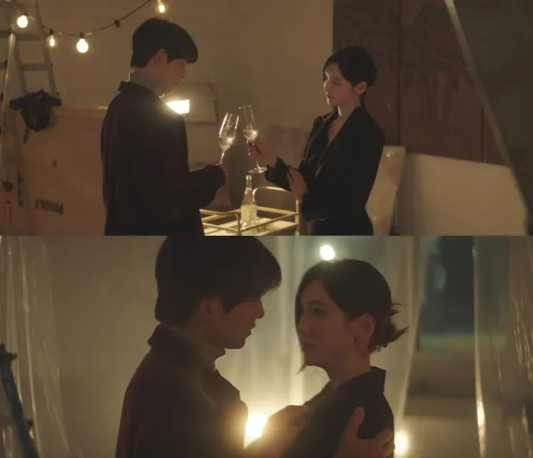 宋仲基（左）和朴智賢在劇中對手戲相當曖昧。翻攝friDay影音