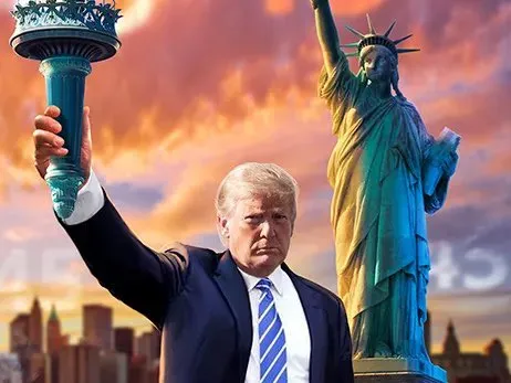 川普效法自由女神高舉火把。翻攝推特@KG_Chief