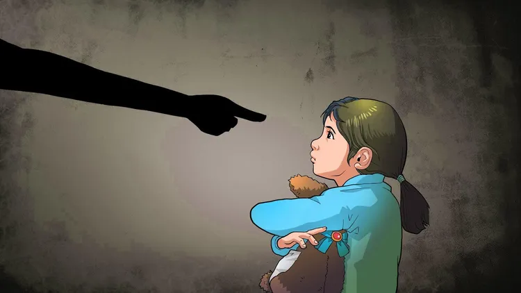 老師的打手及相關的指摘，讓小女生心理感到壓力。示意圖