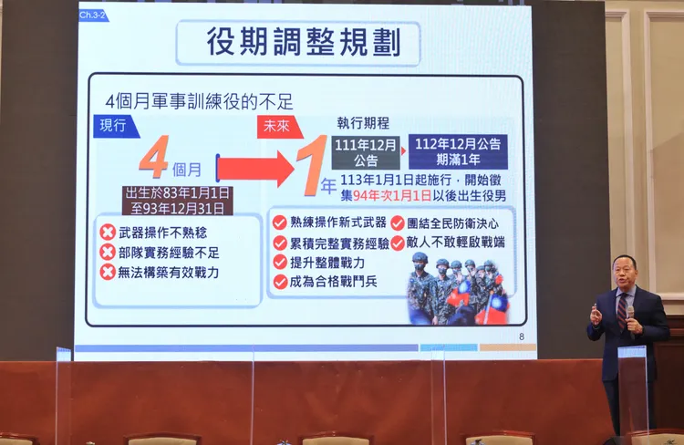 國防部說明義務役延長至10年之訓臉內容。莊宗達攝