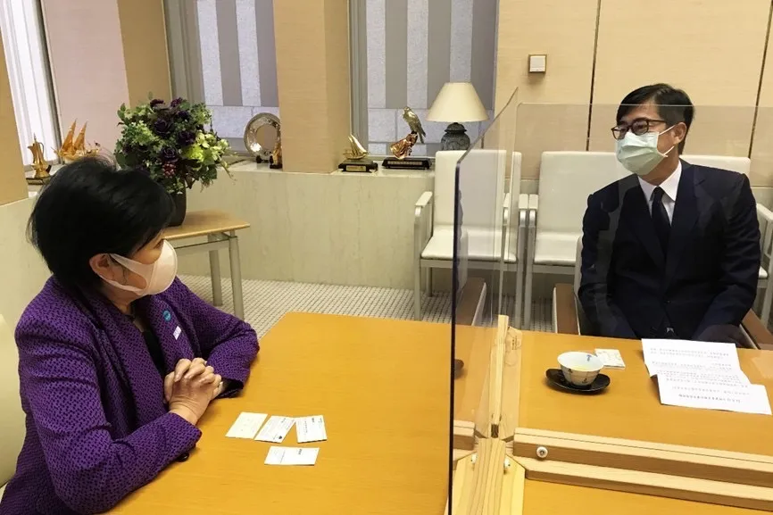 陳市長認為台日兩國應加強區域安全合作,小池知事對此深表認同。市府提供