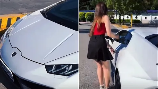 辣妹坐進藍寶堅尼「小牛」　下一秒開走！網全看呆