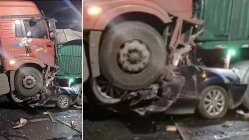 跟在大貨車中間走高速被夾殺7死 山西小轎慘烈車禍畫面曝光