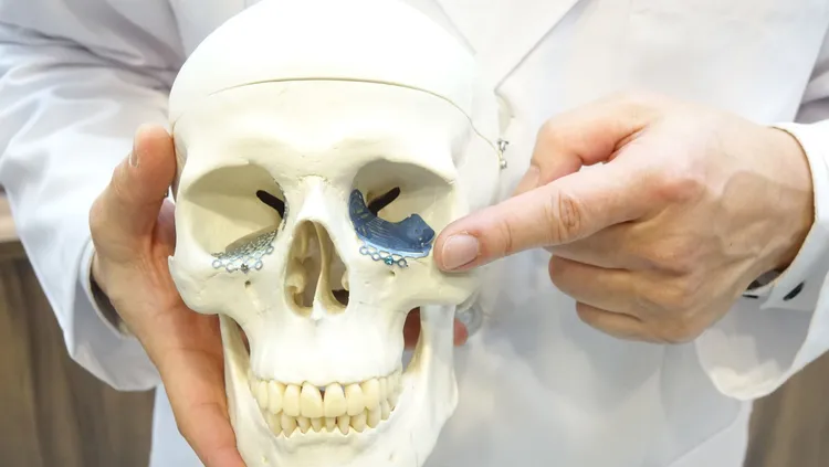 傳統手折骨板（左）與3D列印骨板（右）。莊宗達攝