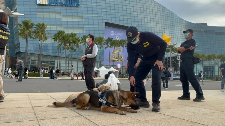 警方出動警犬到演唱會現場。侯昌騰攝