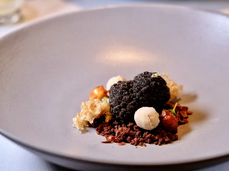 偽裝成松露外型的冰淇淋，但嘗來的確有清雅松露香，是最後略帶莞爾的驚喜。葉盛耀攝