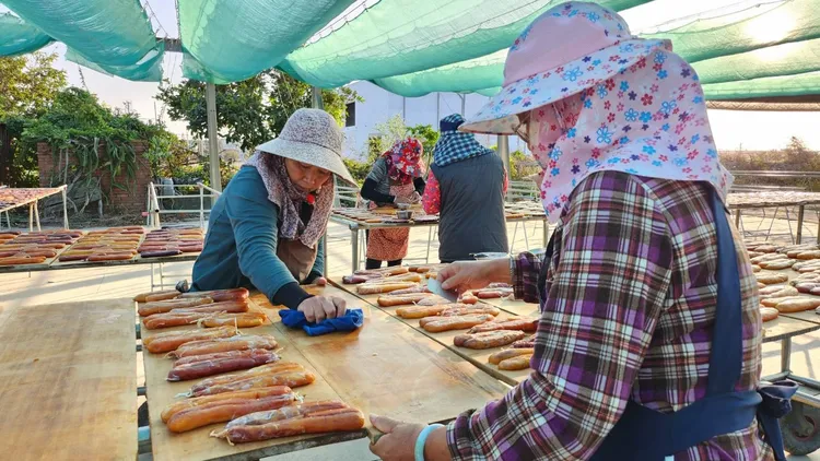 雲林口湖是養殖烏魚大宗產地，每到產季，業者動員大批老師傅進行烏魚子曝曬加工，場面壯觀。魏嘉良攝