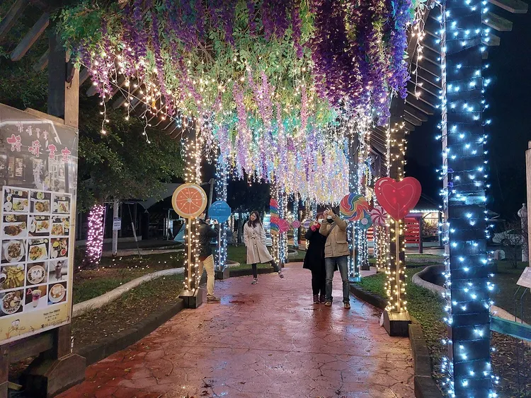 紫藤花隧道，夢幻指數破表，拍照打卡絕不能錯過。台中市民政局提供