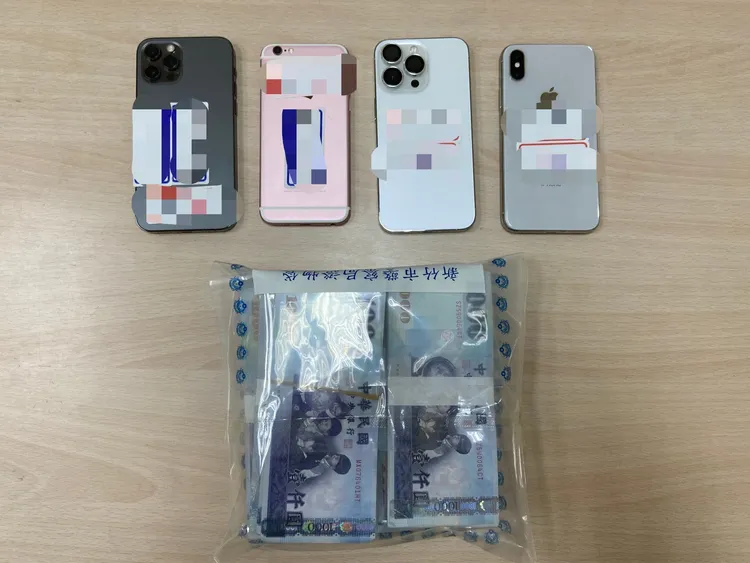 警方查扣不法所得63萬5仟元，工作手機6支等證物。翻攝畫面